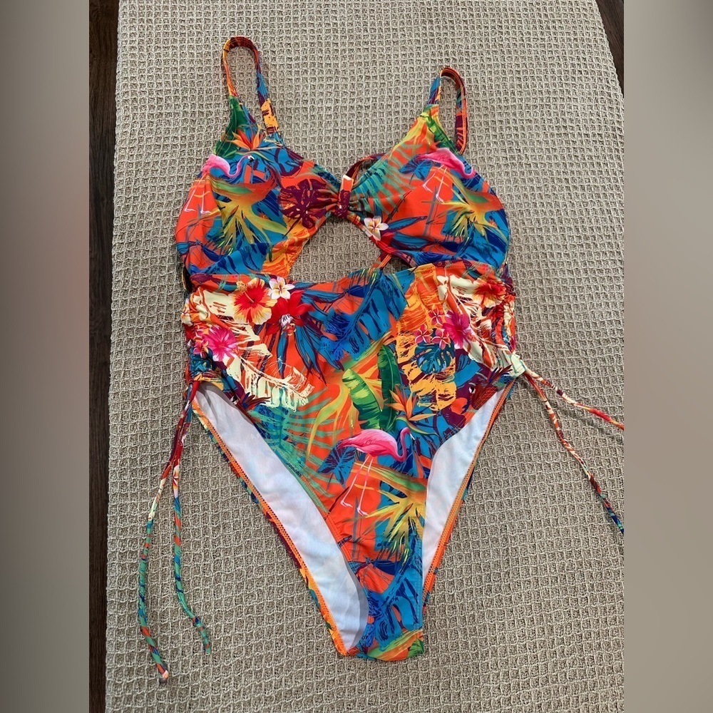 Women's Floral Print One Piece Swimsuit Plus Size 2XL